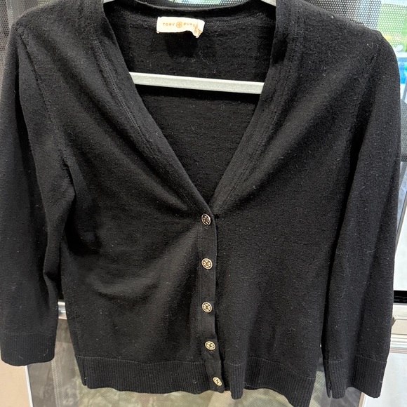 Tory Burch Black Merino Wool Cardigan - Picture 1 of 4